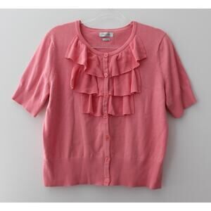 Van Heusen Womens Button Up Sweater Cardigan Pink Size L Pre-Owned